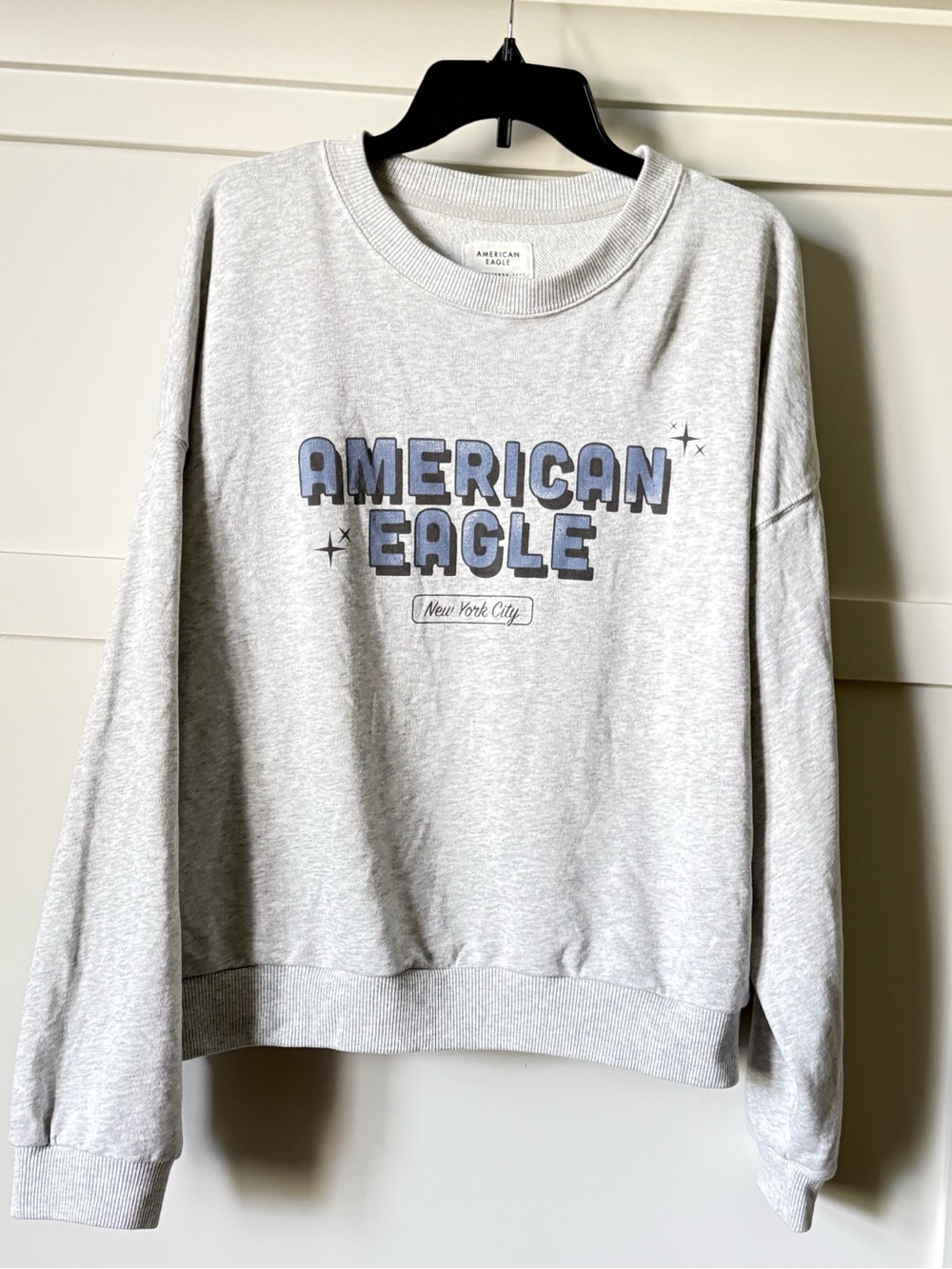 American Eagle Retro Graphic Lightweight Sweatshirt Gray Blue XL